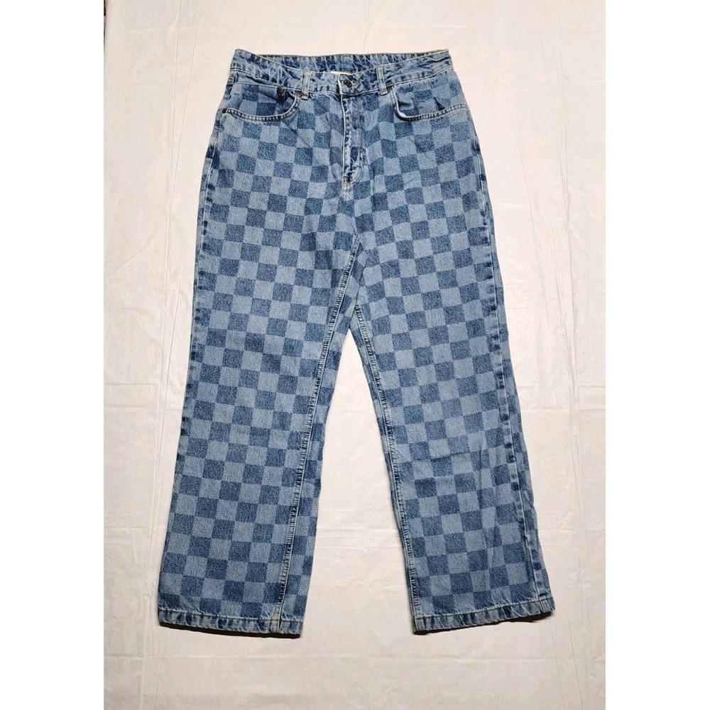 RAGGED PRIEST JEANS Checkerboard print Wide Leg Denim Women's Size 32x29